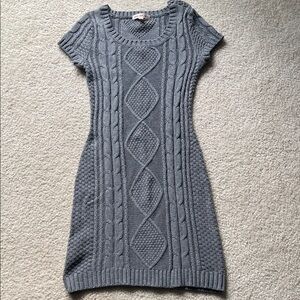 Pink Rose Heather Gray Knit Sweater Dress